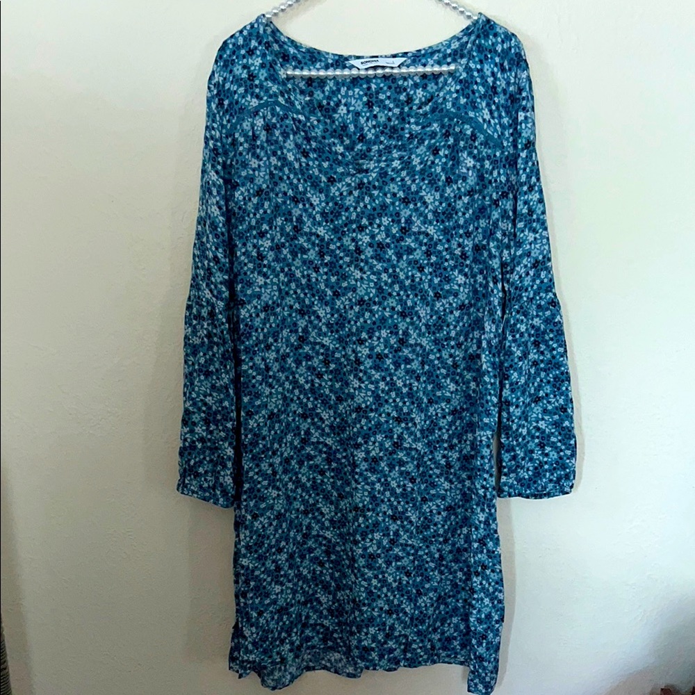 Blue Floral L Dress nwt boho